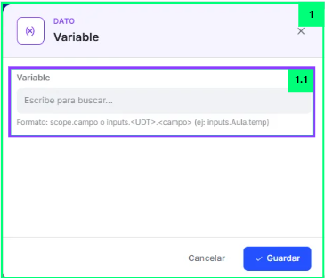 Variable · Propiedades del Nodo