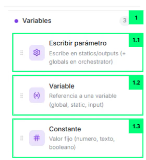 Variables · Nodos de Automatización