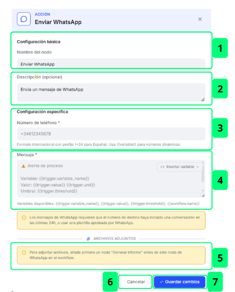 Acción: Enviar WhatsApp — Configuración