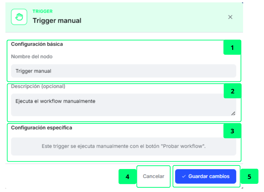 Trigger Manual — Configuración
