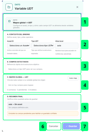 Dato: Variable UDT — Configuración